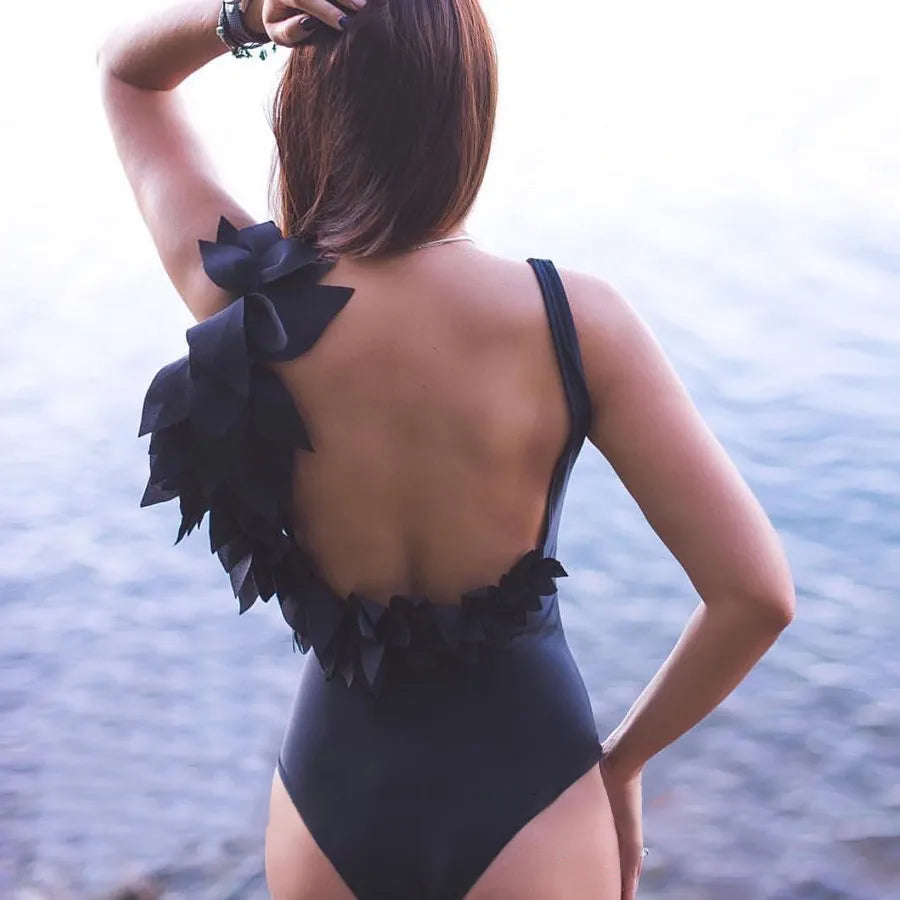 Azur Flower Backless Swimsuit