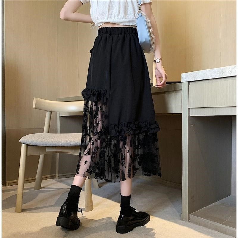 Black Korean Mesh Skirt
